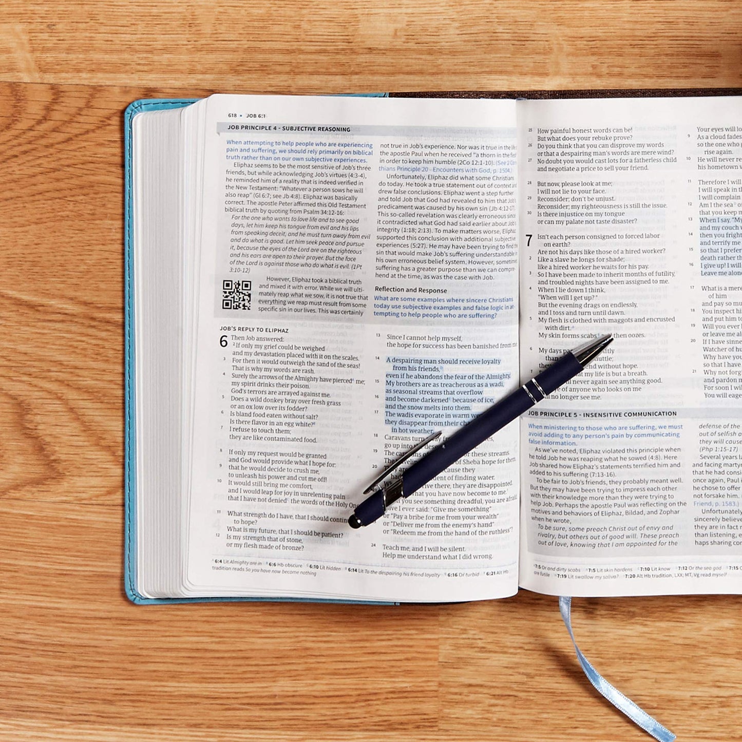 CSB Life Essentials Interactive Study Bible, Brown/Sky LeatherTouch, Black Letter, Study Commentary, Life Principles, QR Codes, Videos, Easy-to-Read Bible Serif Type