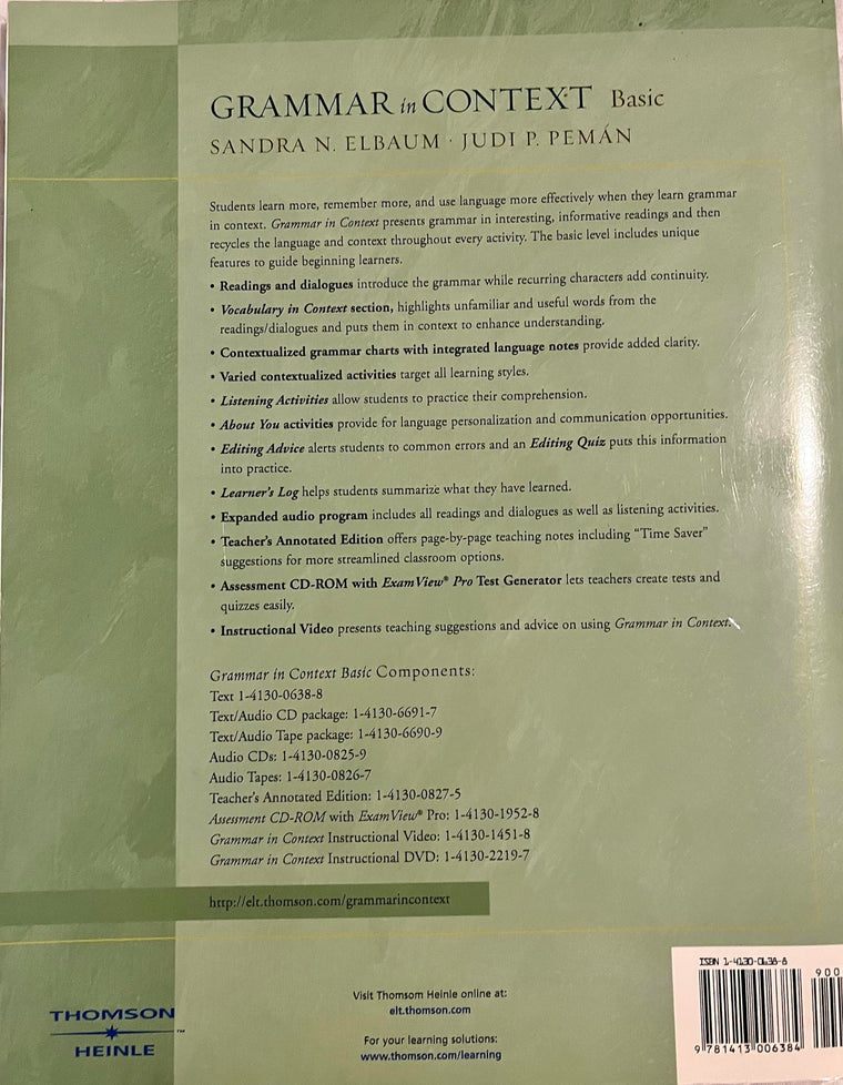 Grammar in Context Basic — back cover