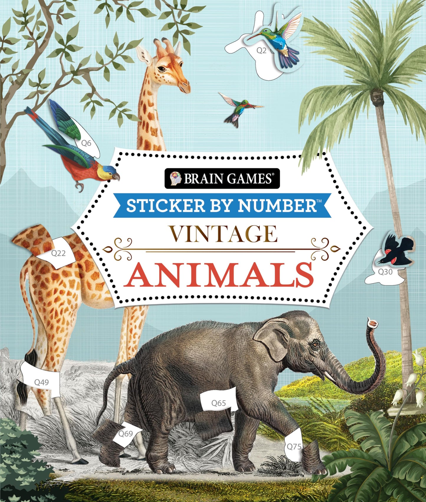Brain Games - Sticker by Number - Vintage: Animals (28 Images to Sticker)