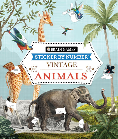 Brain Games - Sticker by Number - Vintage: Animals (28 Images to Sticker)