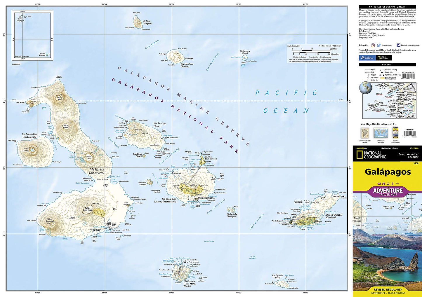 Galapagos Map (National Geographic Adventure Map, 3408)