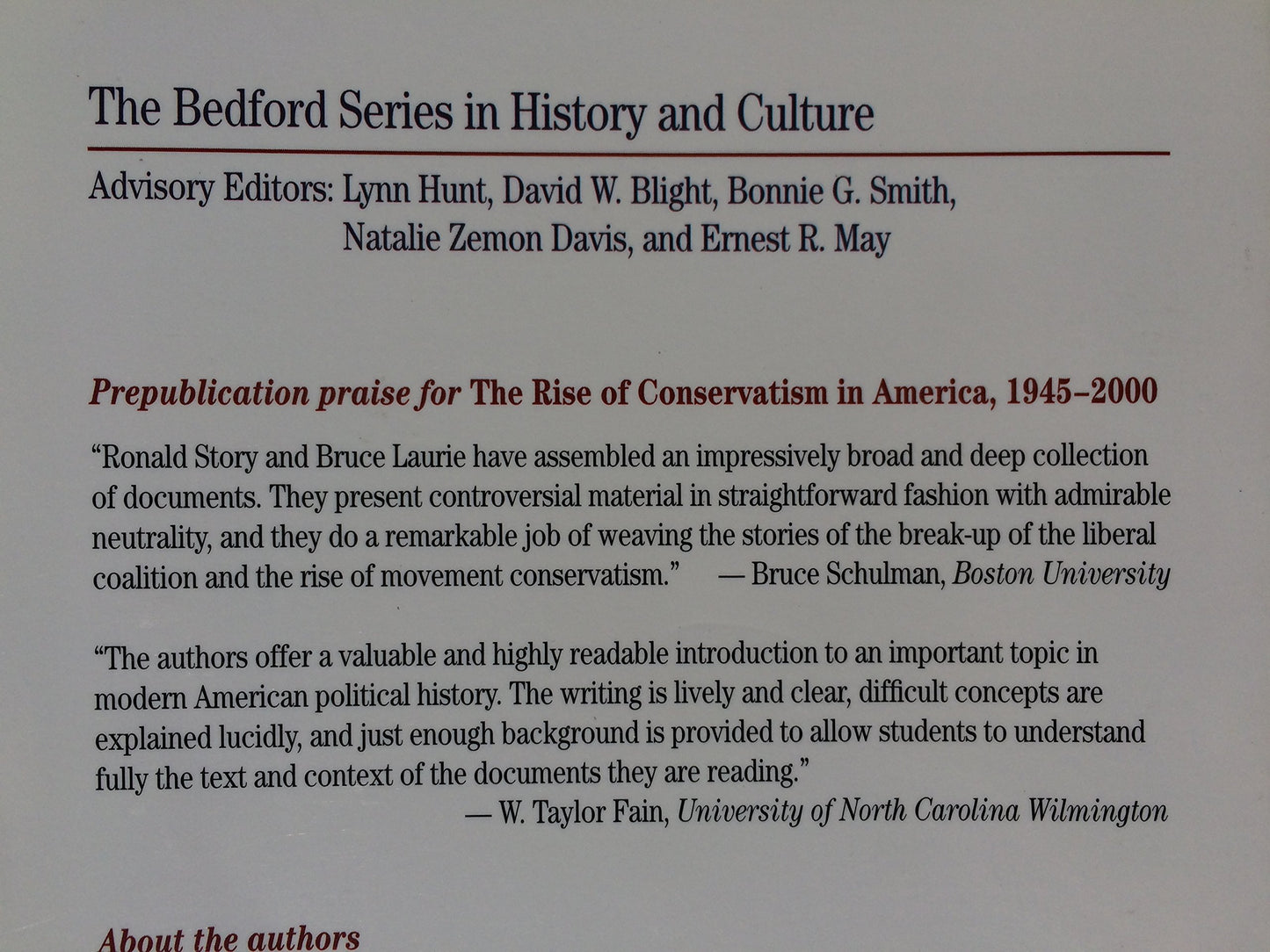 The Rise of Conservatism in America, 1945-2000: A Brief History with Documents (Bedford Series in History and Culture)