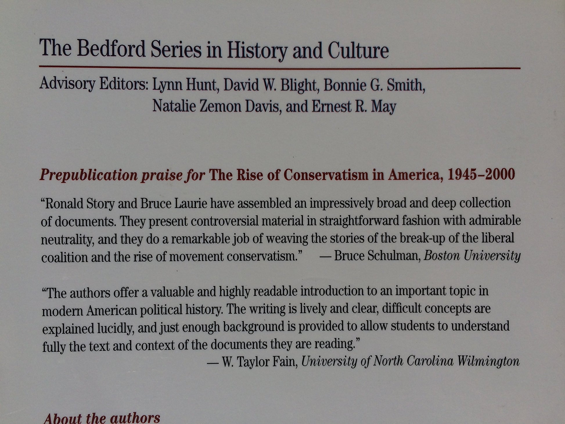 The Rise of Conservatism in America, 1945-2000: A Brief History with Documents (Bedford Series in History and Culture)