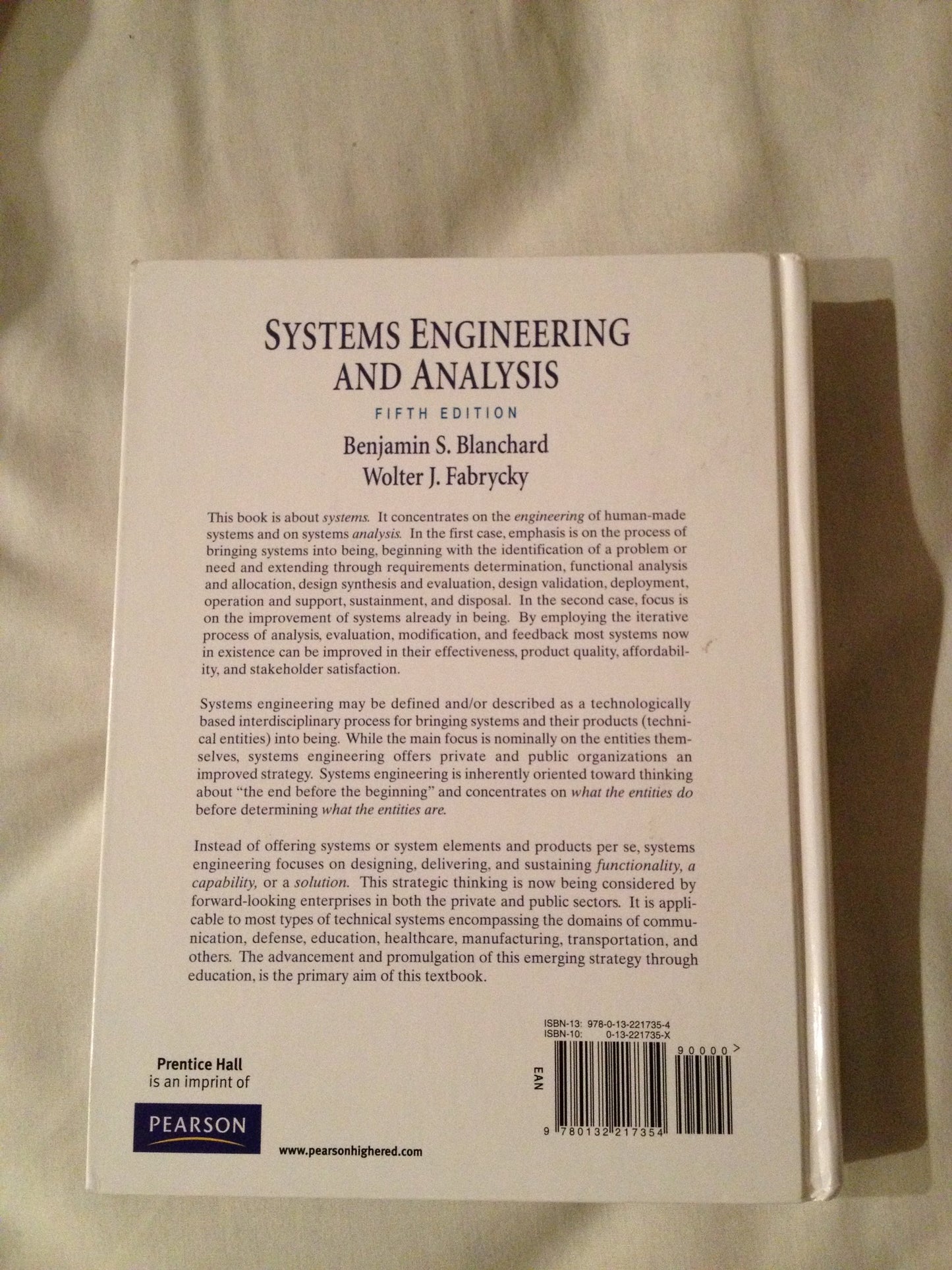 Systems Engineering and Analysis (Prentice Hall International Series in Industrial & Systems Engineering)