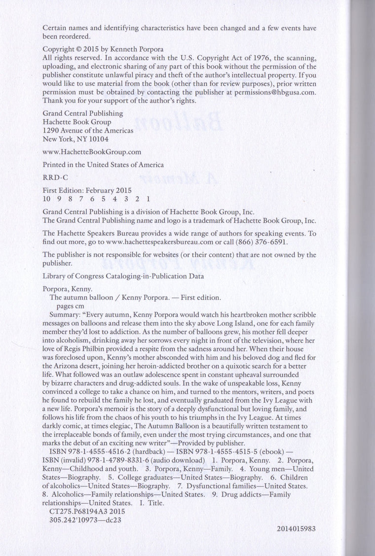The Autumn Balloon — back cover