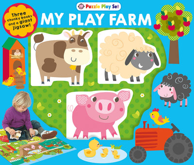 Puzzle Play Set: MY PLAY FARM: Three Chunky Books and a Giant Jigsaw Puzzle! (First Learning Play Sets)