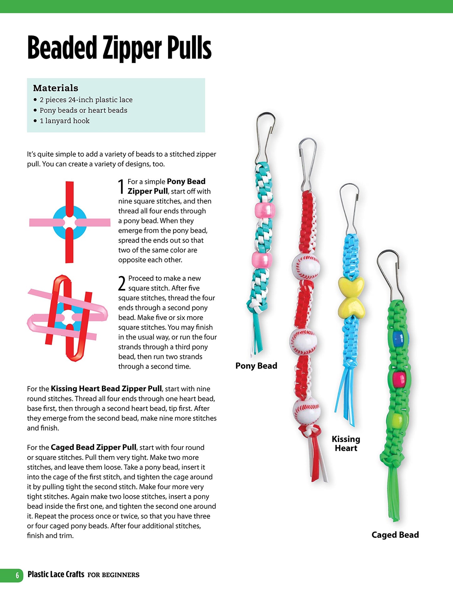 Plastic Lace Crafts for Beginners: Groovy Gimp, Super Scoubidou, and Beast Boondoggle (Design Originals) Master the Essential Techniques of Lacing 4-Strand & 6-Strand Key Chains, Bracelets, & More