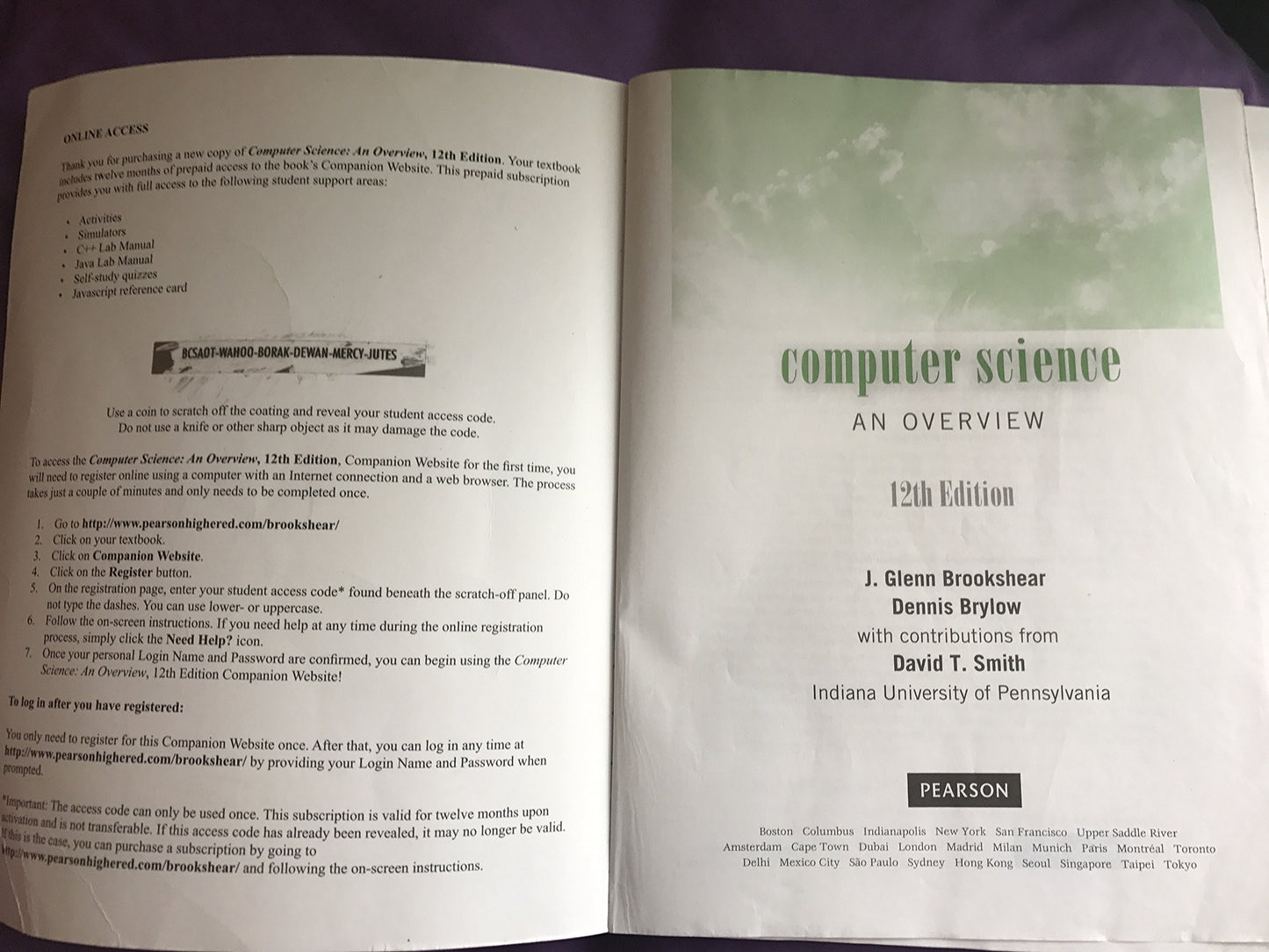 Computer Science: An Overview (12th Edition) by Brookshear,