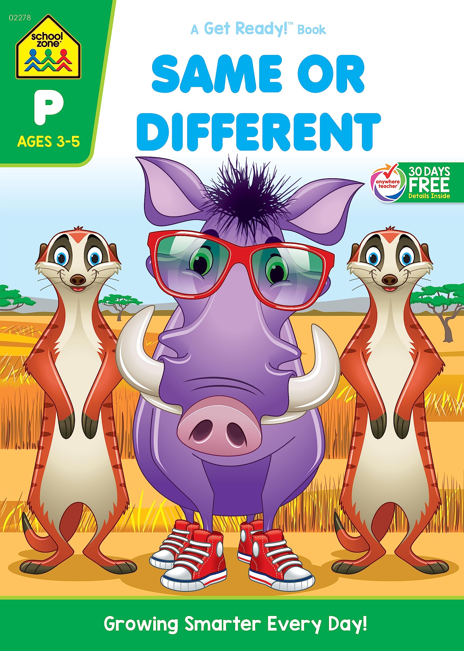 School Zone - Same or Different Workbook - 64 Pages, Ages 3 to 5, Preschool, Kindergarten, Shapes, Colors, Matching, Compare and Contrast, and More (School Zone Get Ready! Book Series)