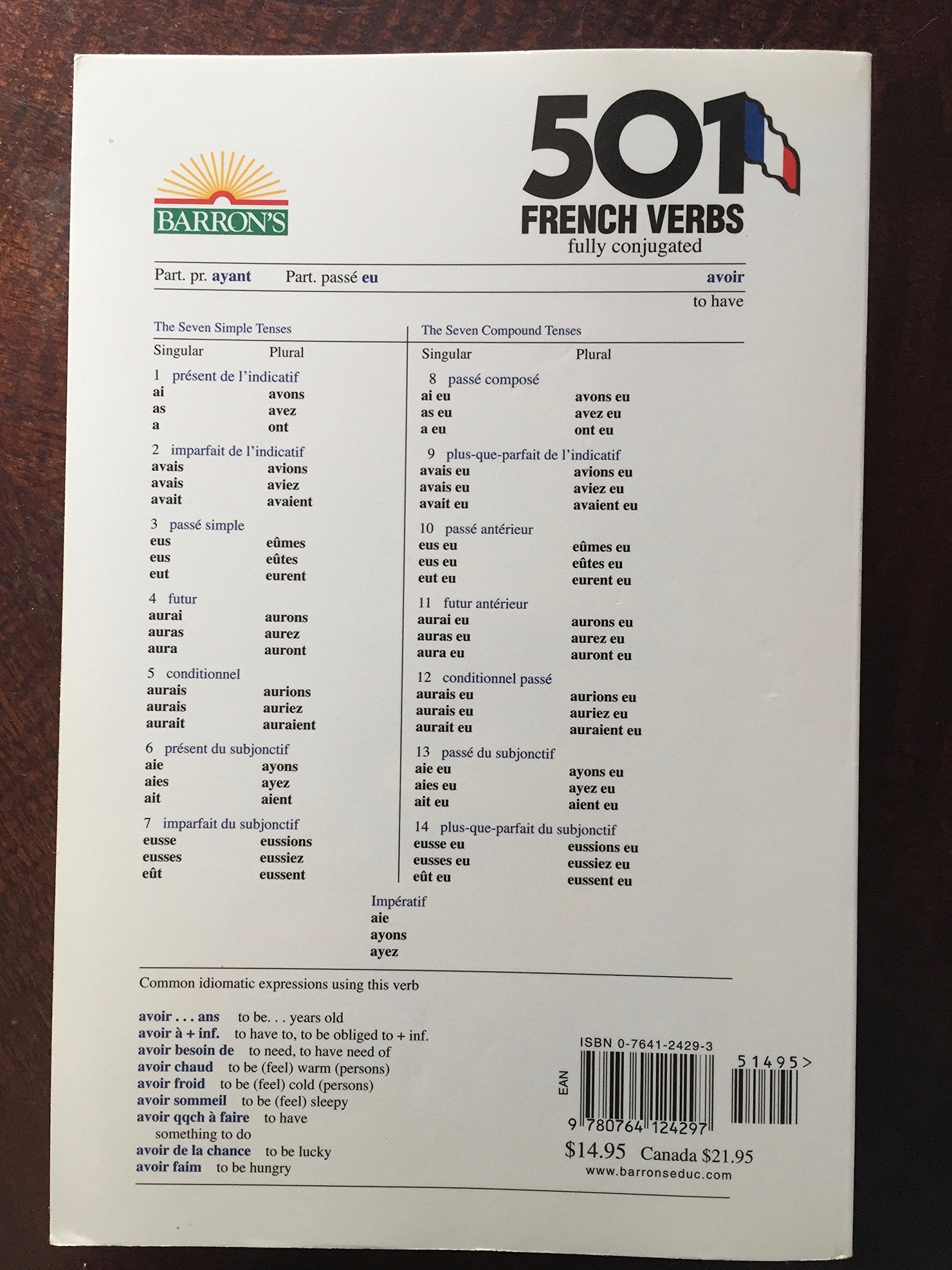 501 French Verbs (Barron's 501 French Verbs) (English and French Edition)