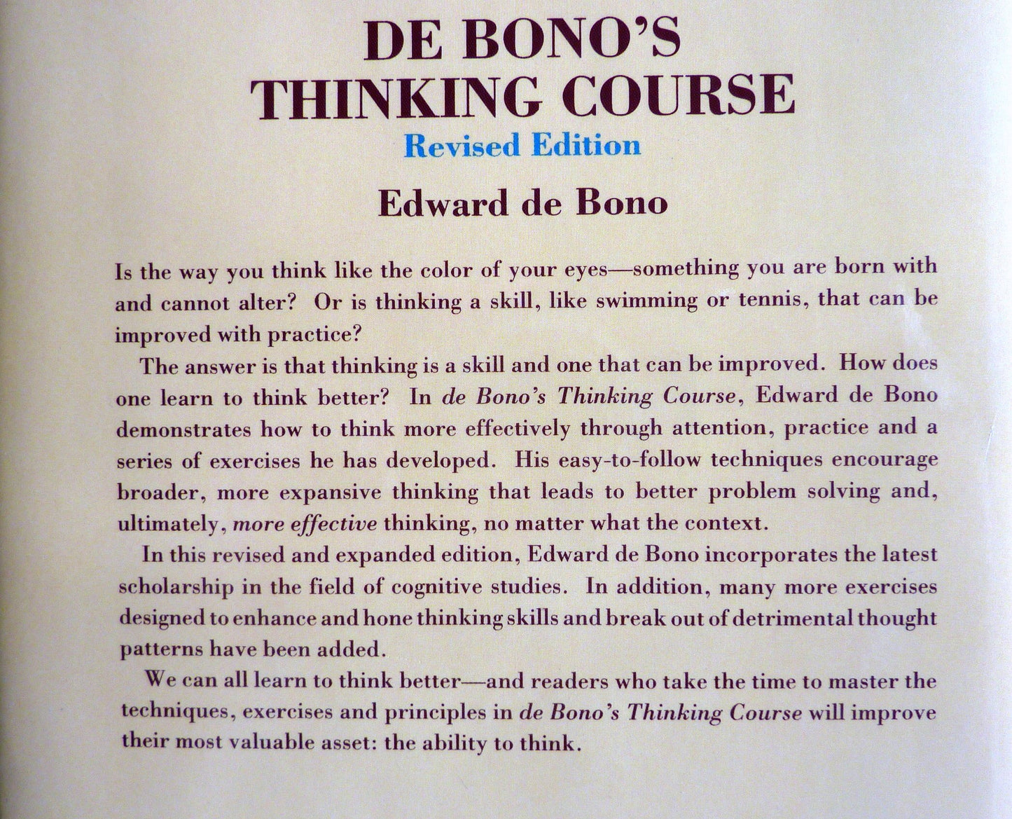 De Bono's Thinking Course