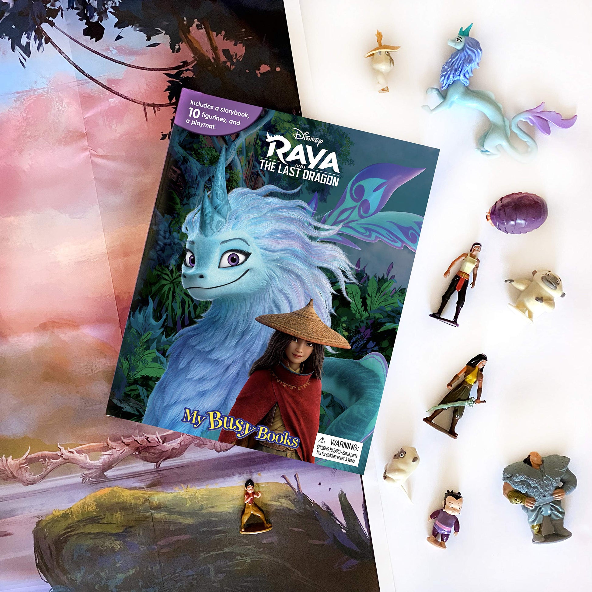 Disney Raya and the Last Dragon My Busy Books - Storybook, 10 figurines, playmat