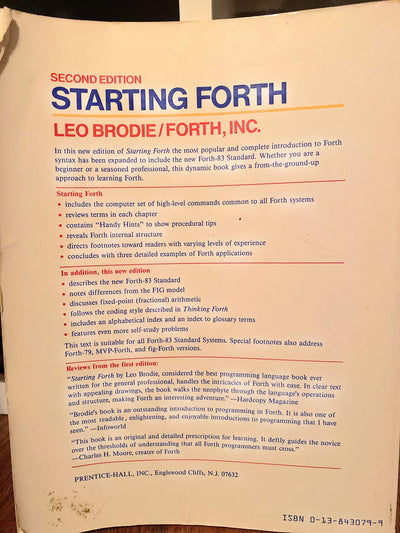 Starting Forth: An Introduction to the Forth Language and Operating System for Beginners and Professionals