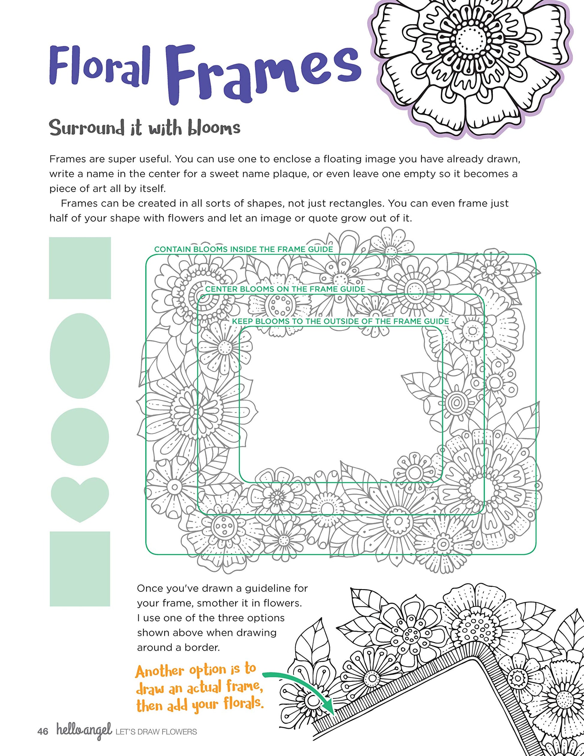 Let's Draw Flowers: A Creative Workbook for Doodling and Beyond (Design Originals) Beginner-Friendly Techniques & Step-by-Step Instructions for Floral Drawing, from Hello Angel