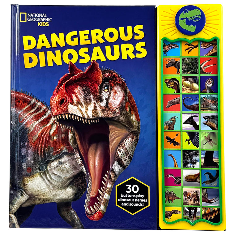 National Geographic Kids - Dangerous Dinosaurs 30-Button Animal Sound Book - Plays Dinosaur Names and Sounds - PI Kids