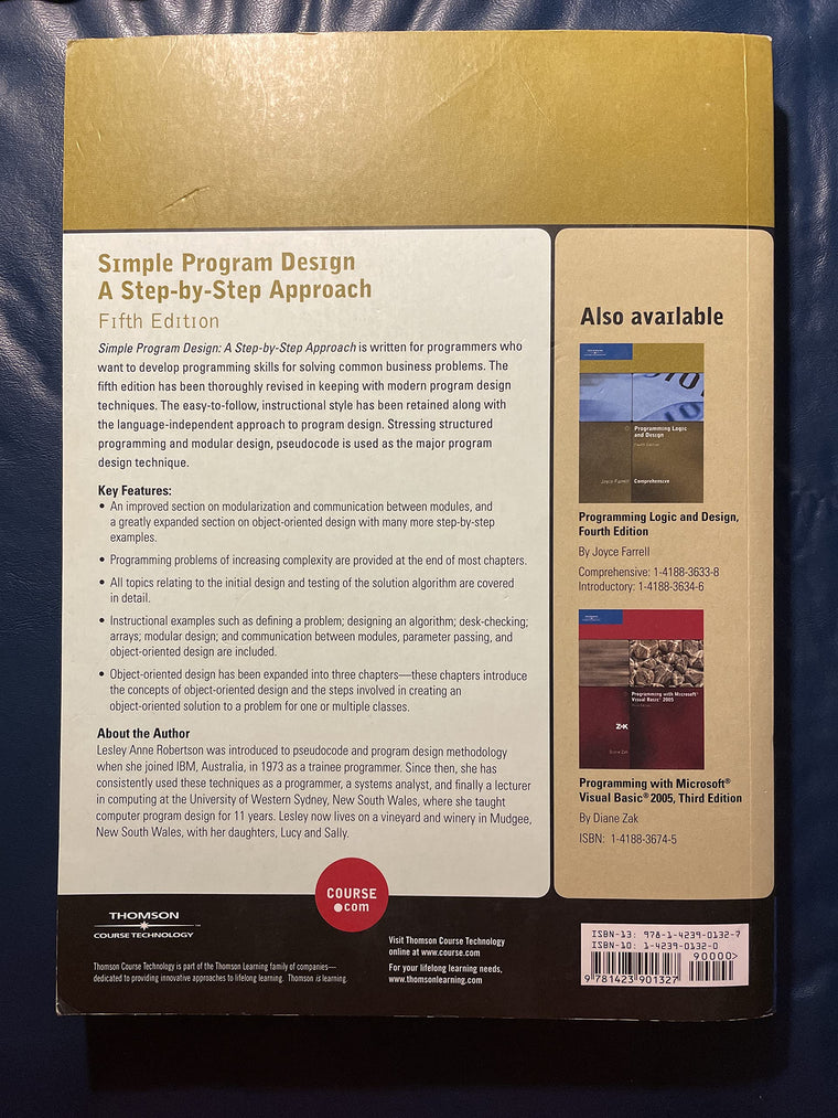 Simple Program Design, A Step-by-Step Approach, Fifth Edition — back cover