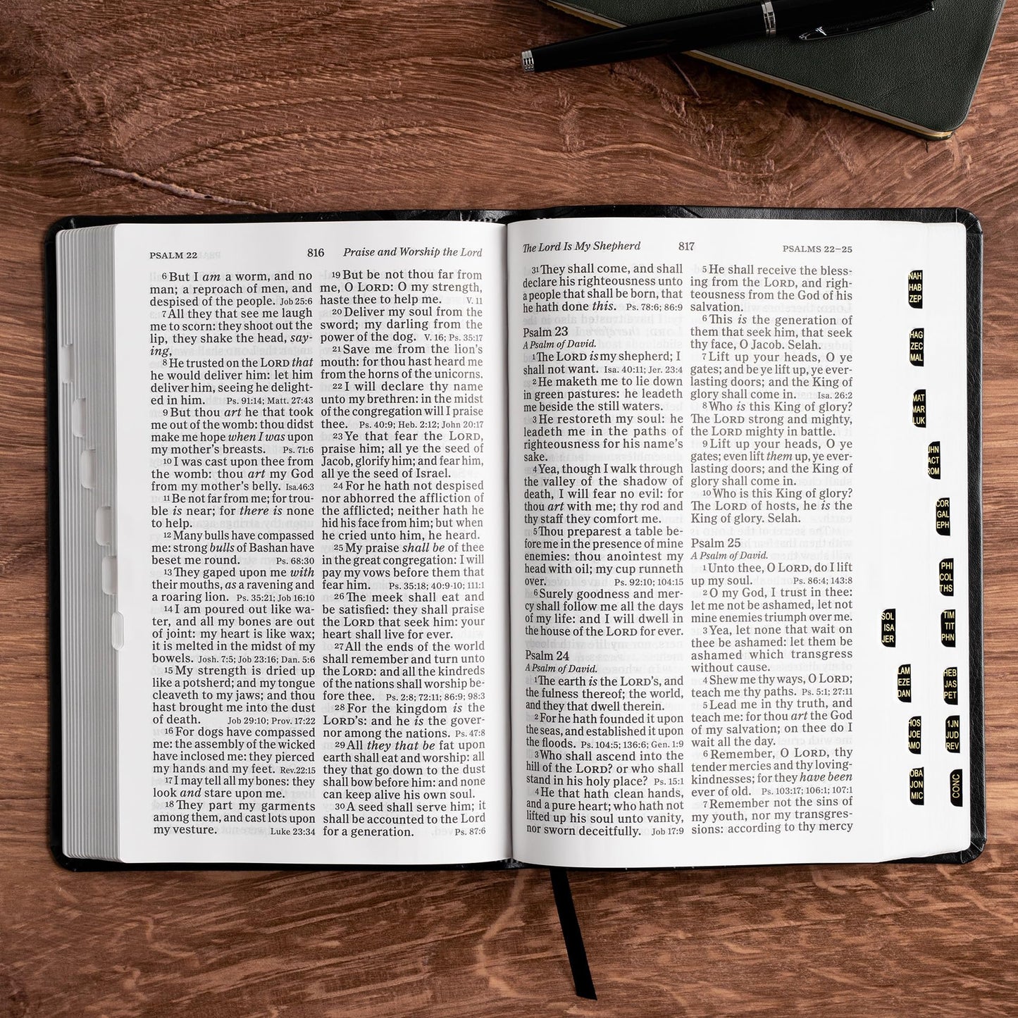 KJV Large Print Personal Size Reference Bible, Charcoal LeatherTouch Crown of Thorns, Indexed, KJV Holy Bible, Red Letter, Pure Cambridge Text, Presentation Page, Cross-References, Full-Color Maps