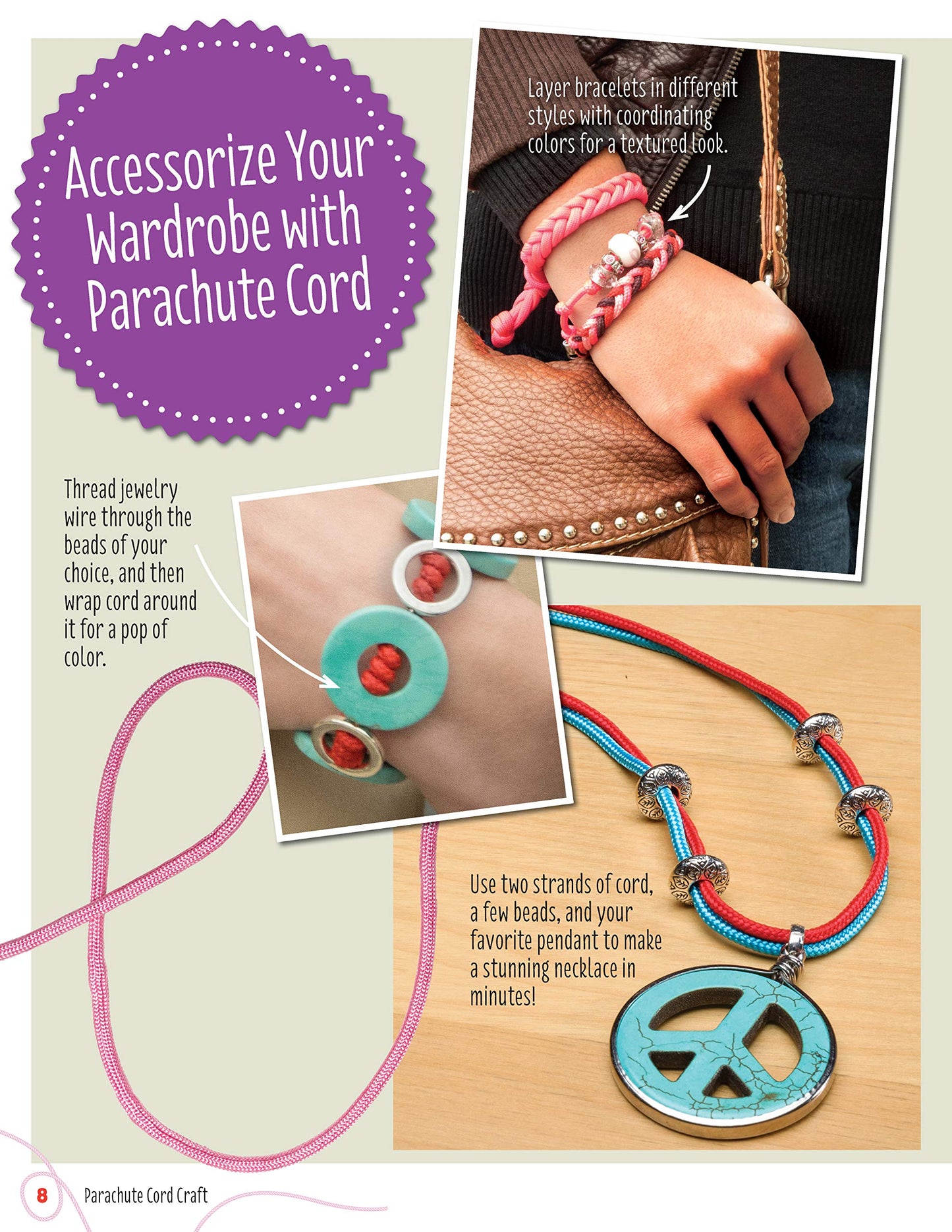 Parachute Cord Craft: Quick & Simple Instructions for 22 Cool Projects (Design Originals) Step-by-Step Directions & Knots for Bracelets, Necklaces, Belts, Lanyards, Dog Collars, Key Fobs, & More