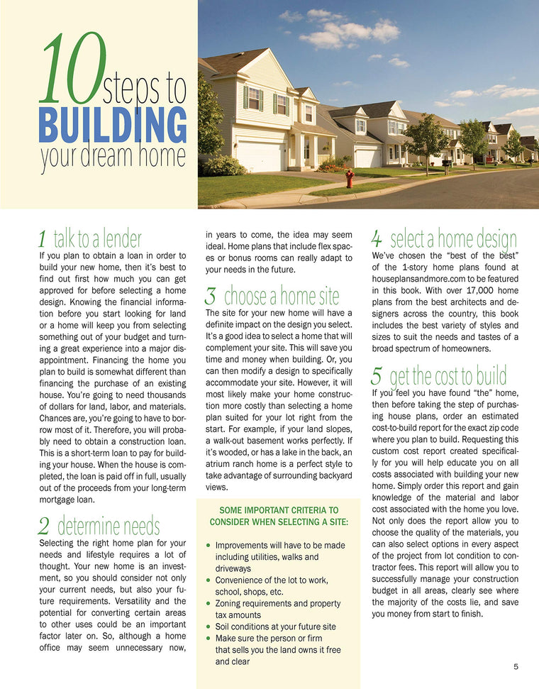 Best-Selling 1-Story Home Plans, Updated 4th Edition: Over 360 Dream-Home Plans in Full Color (Creative Homeowner) Craftsman, Country, Contemporary, and Traditional Designs with 250+ Color Photos — back cover