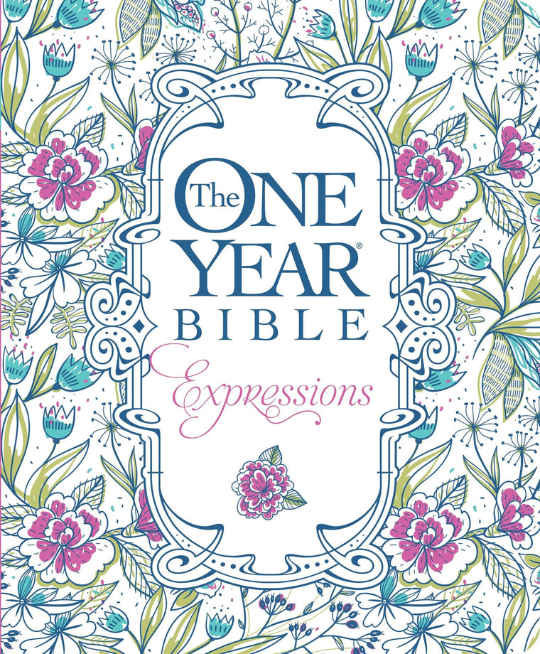 The One Year Bible Expressions NLT (Softcover, Blue Flowers)