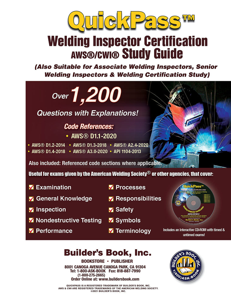 Certified Welding Inspector AWS/CWI QuickPass Study Guide based on AWS D1.1 2020