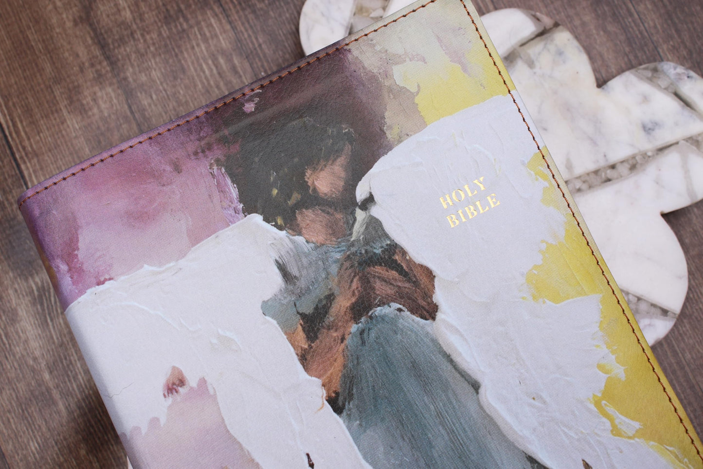 NRSVue, Holy Bible, Anne Neilson Angel Art Series, Double-Column Journal Edition, Leathersoft, Multi-Purple, Comfort Print