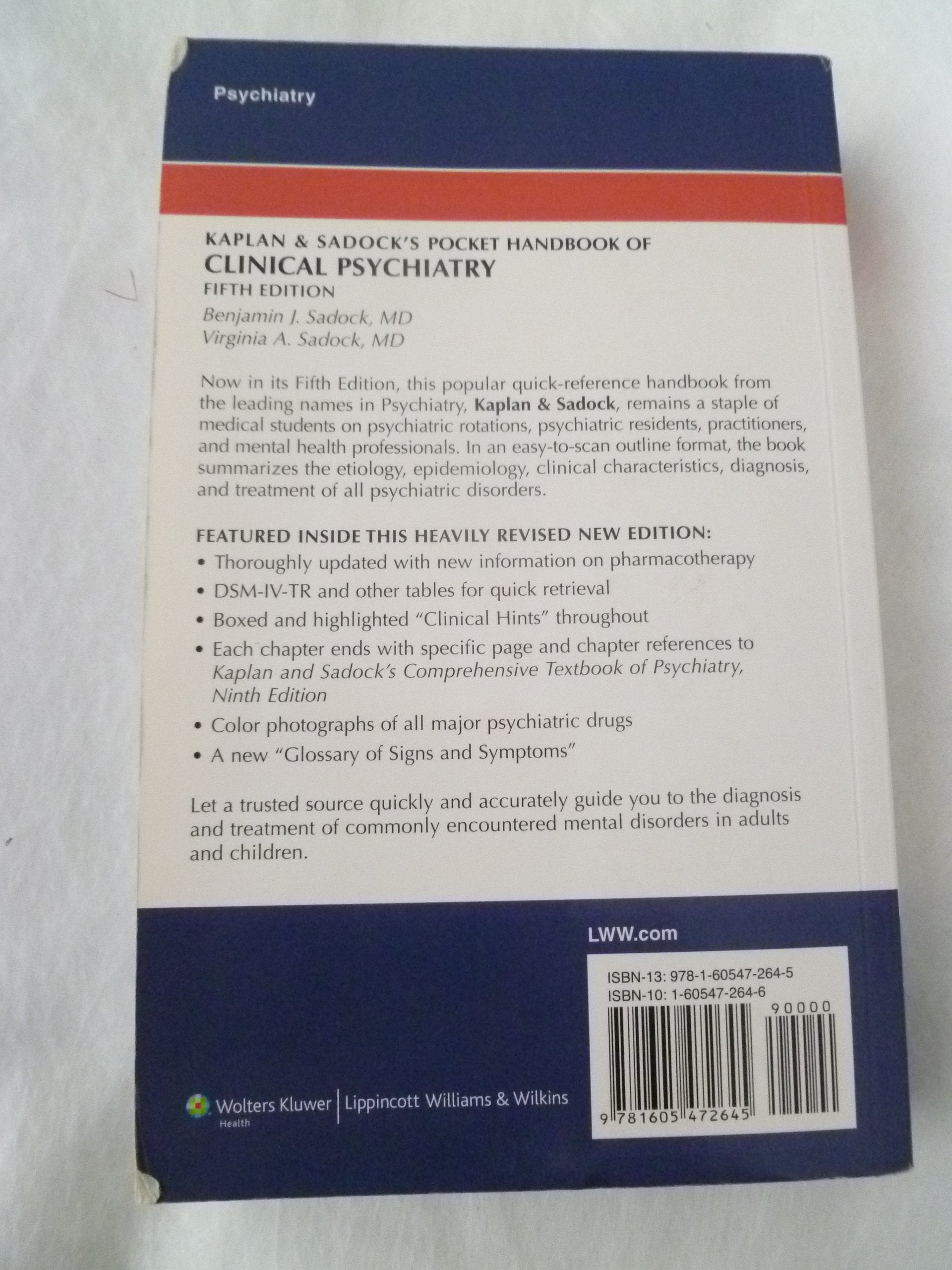 Kaplan and Sadock's Pocket Handbook of Clinical Psychiatry, 5th Edition