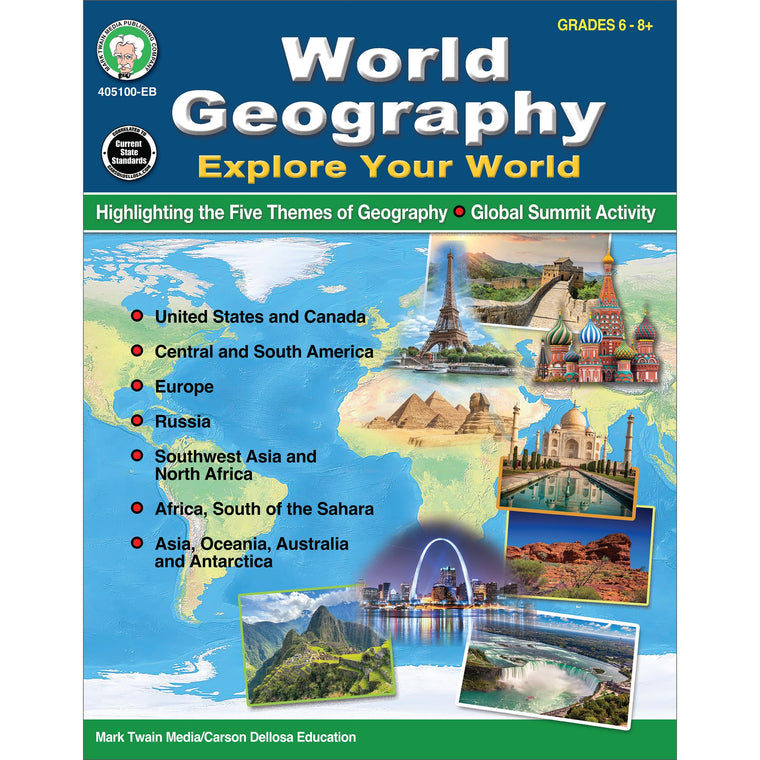 World Geography: Explore Your World Workbook for Grades 6+, Mark Twain Media, Paperback