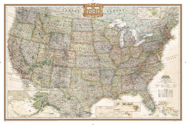 National Geographic United States Wall Map - Executive (Poster Size: 36 x 24 in) (National Geographic Reference Map)