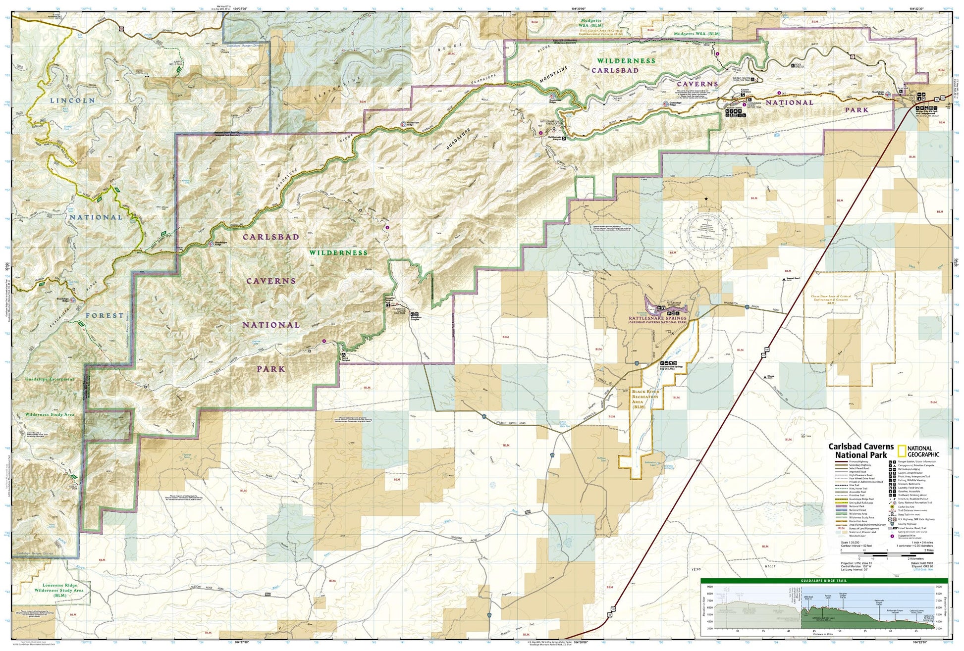 Carlsbad Caverns National Park Map (National Geographic Trails Illustrated Map, 247)