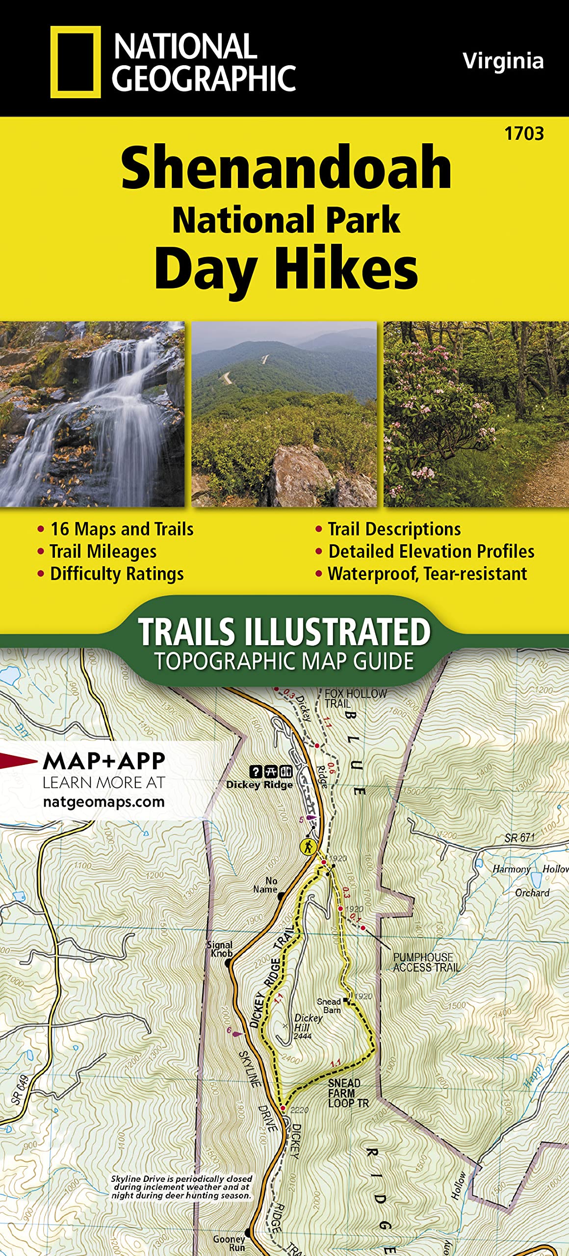Shenandoah National Park Day Hikes Map (National Geographic Topographic Map Guide, 1703)