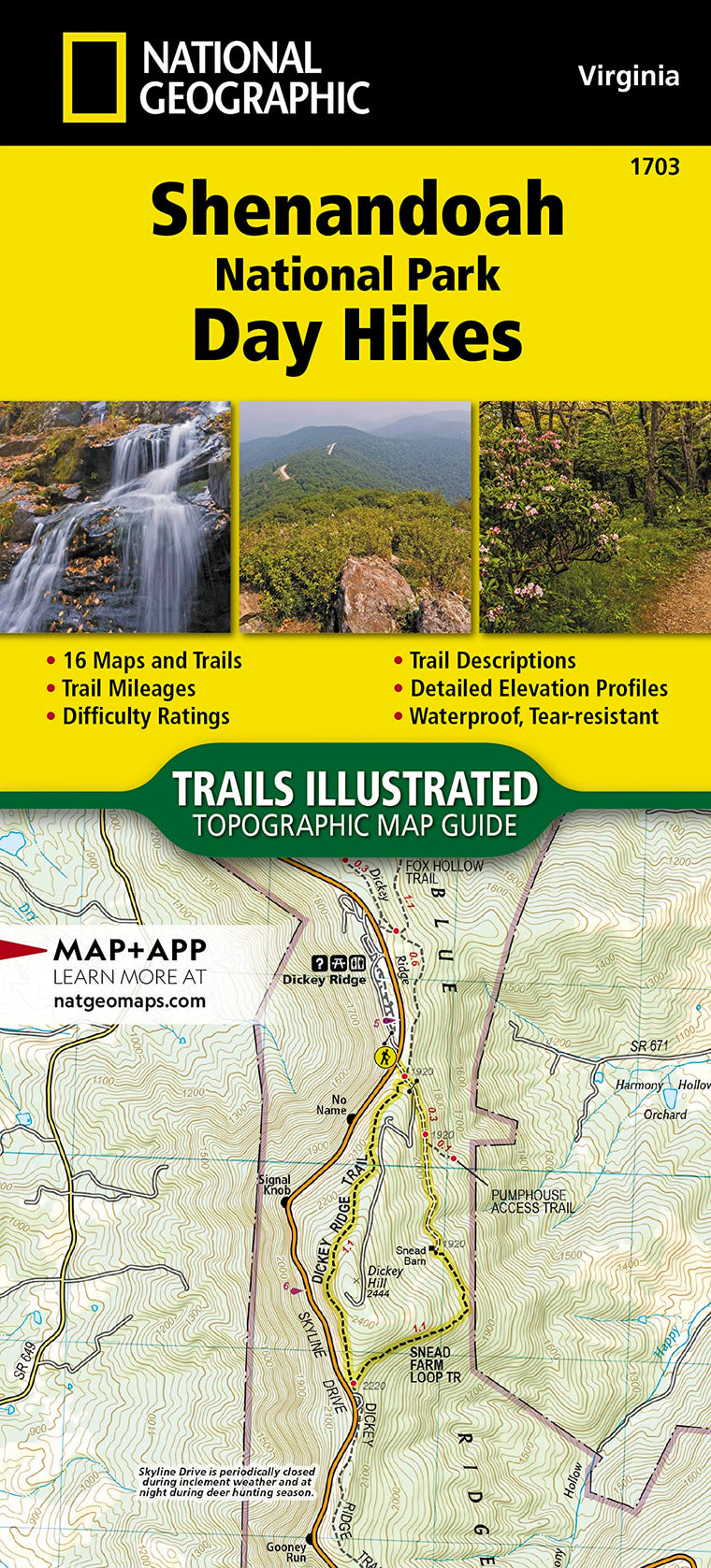 Shenandoah National Park Day Hikes Map (National Geographic Topographic Map Guide, 1703)