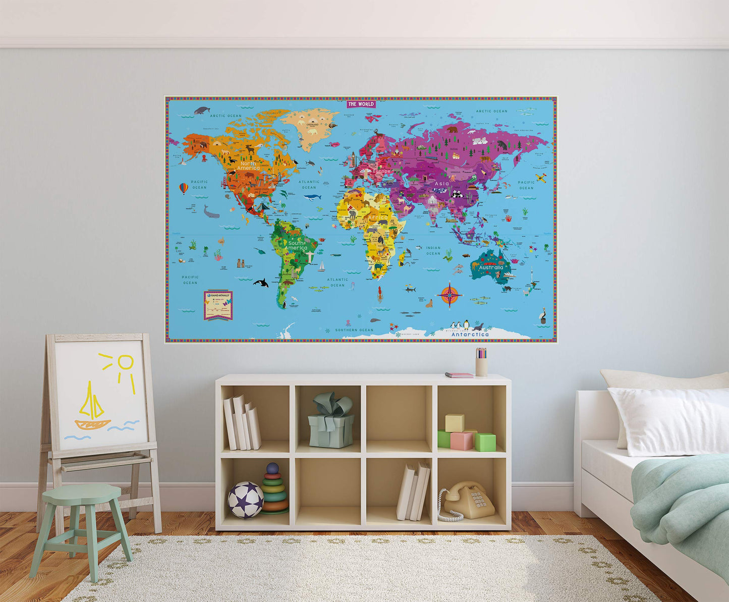 Rand McNally Kids' Illustrated World Wall Map - Paper Rolled