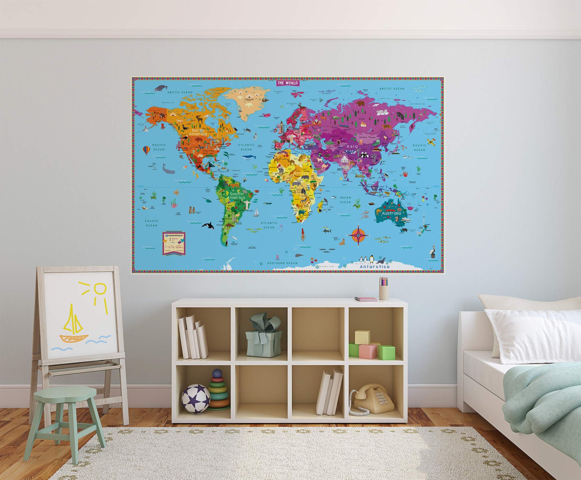 Rand McNally Kids' Illustrated World Wall Map - Paper Rolled