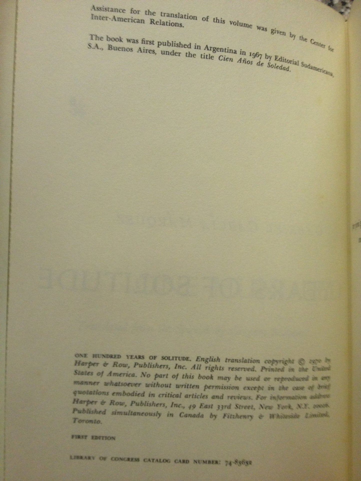 One Hundred Years of Solitude by Gabriel Garcia Marquez