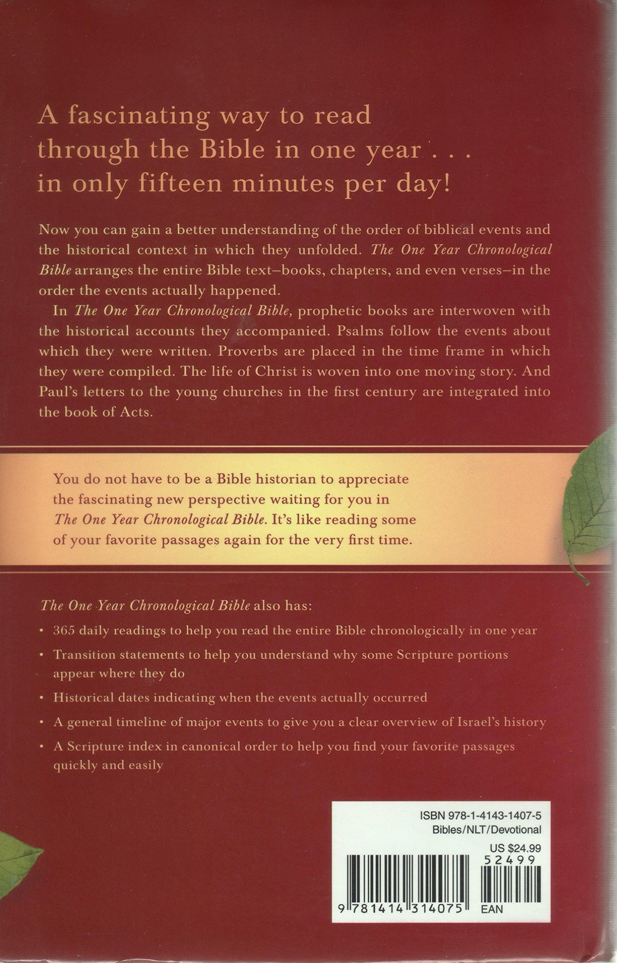 The One Year Chronological Bible NLT (One Year Bible: Nlt)