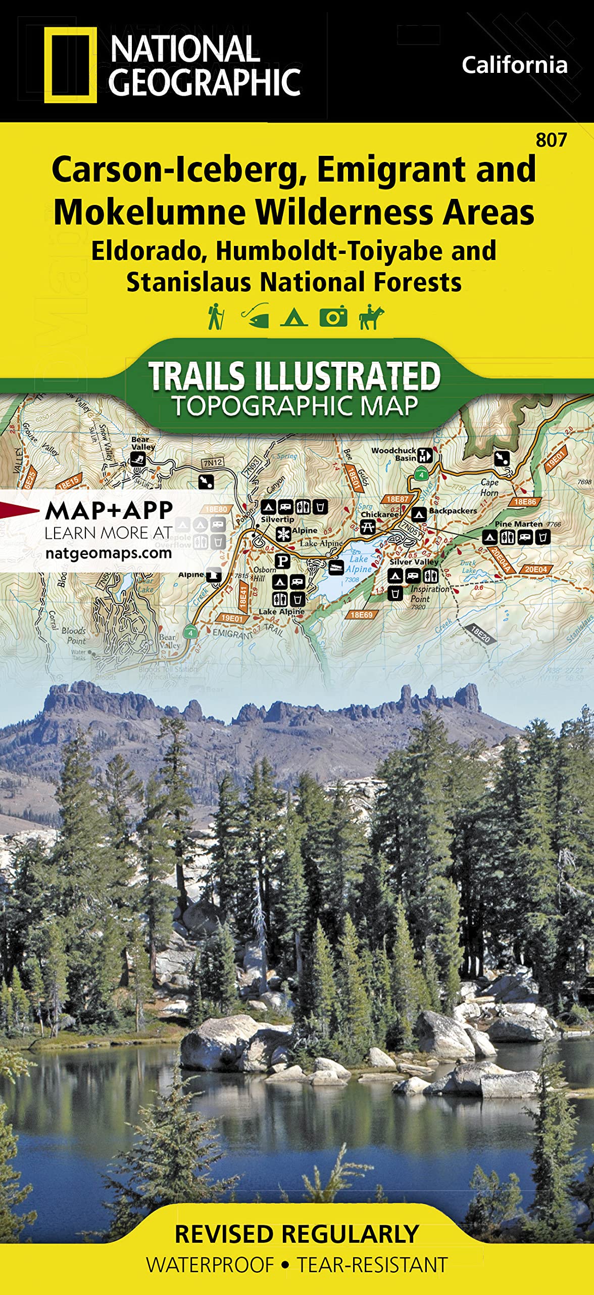 Carson-Iceberg, Emigrant, and Mokelumne Wilderness Areas Map [Eldorado, Humboldt-Toiyabe, and Stanislaus National Forests] (National Geographic Trails Illustrated Map, 807)