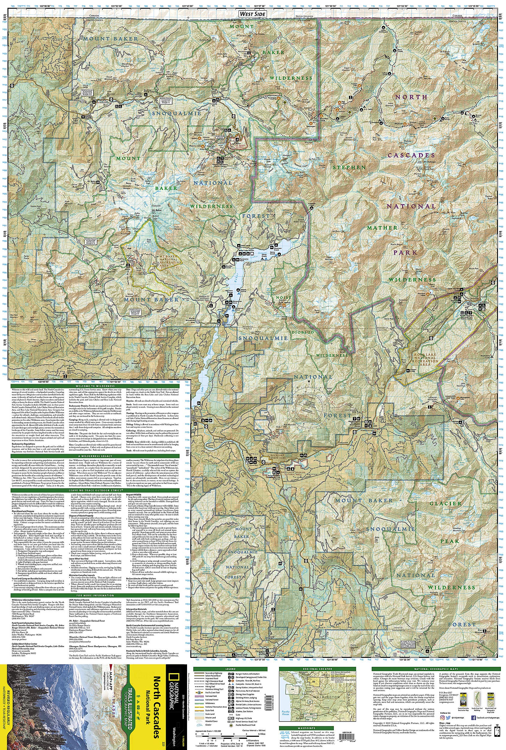 North Cascades National Park Map (National Geographic Trails Illustrated Map, 223)