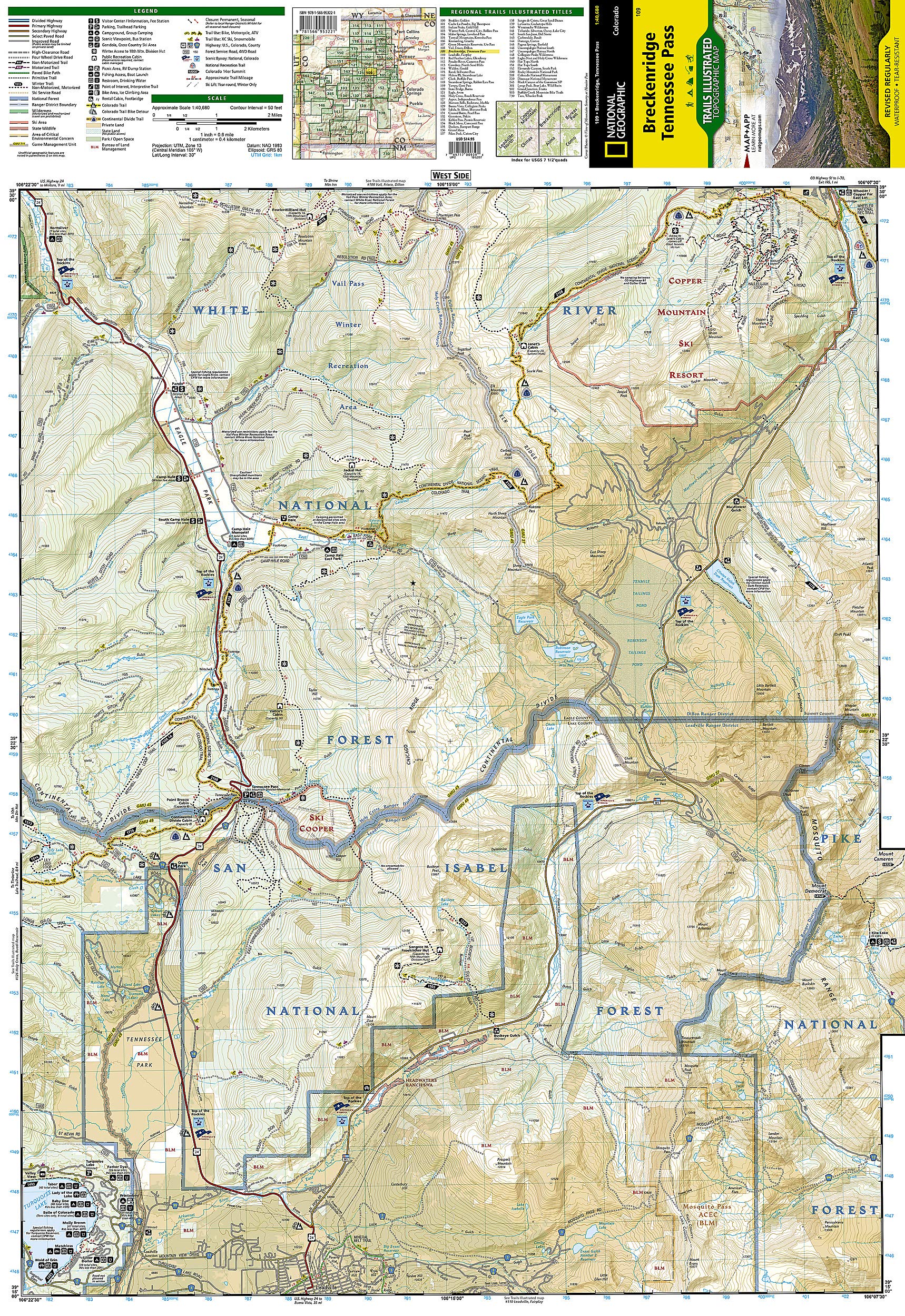 Breckenridge, Tennessee Pass Map (National Geographic Trails Illustrated Map, 109)