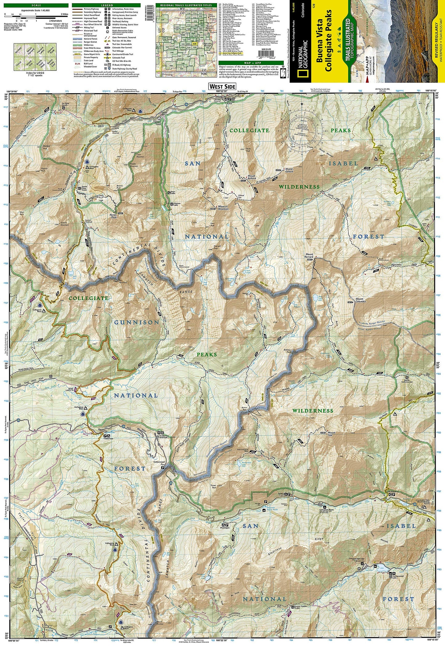 Buena Vista, Collegiate Peaks Map (National Geographic Trails Illustrated Map, 129)