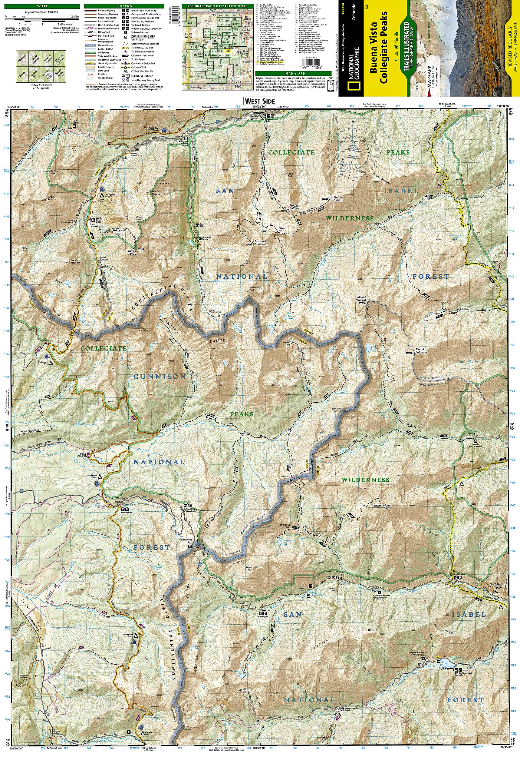 Buena Vista, Collegiate Peaks Map (National Geographic Trails Illustrated Map, 129)
