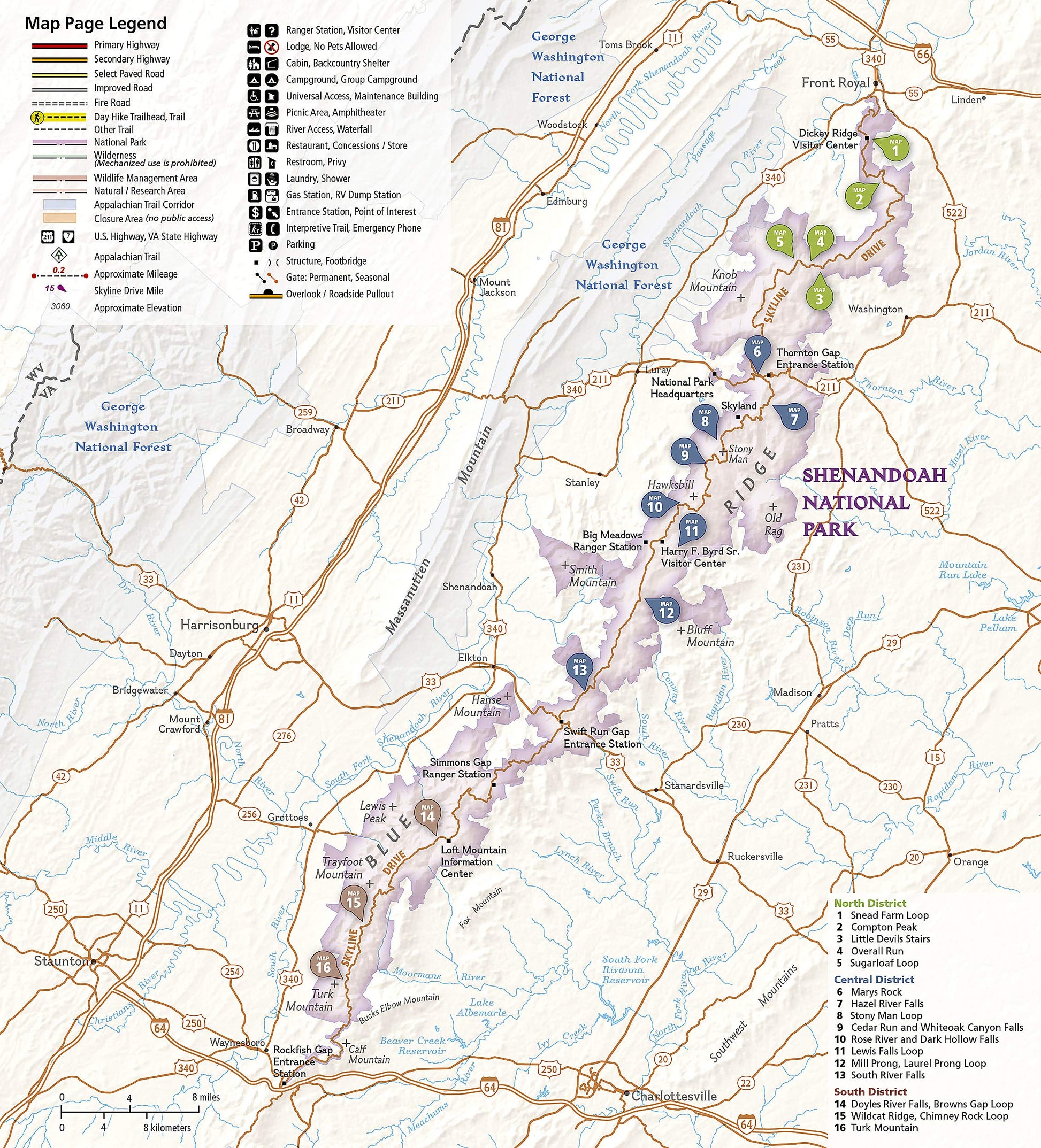 Shenandoah National Park Day Hikes Map (National Geographic Topographic Map Guide, 1703)