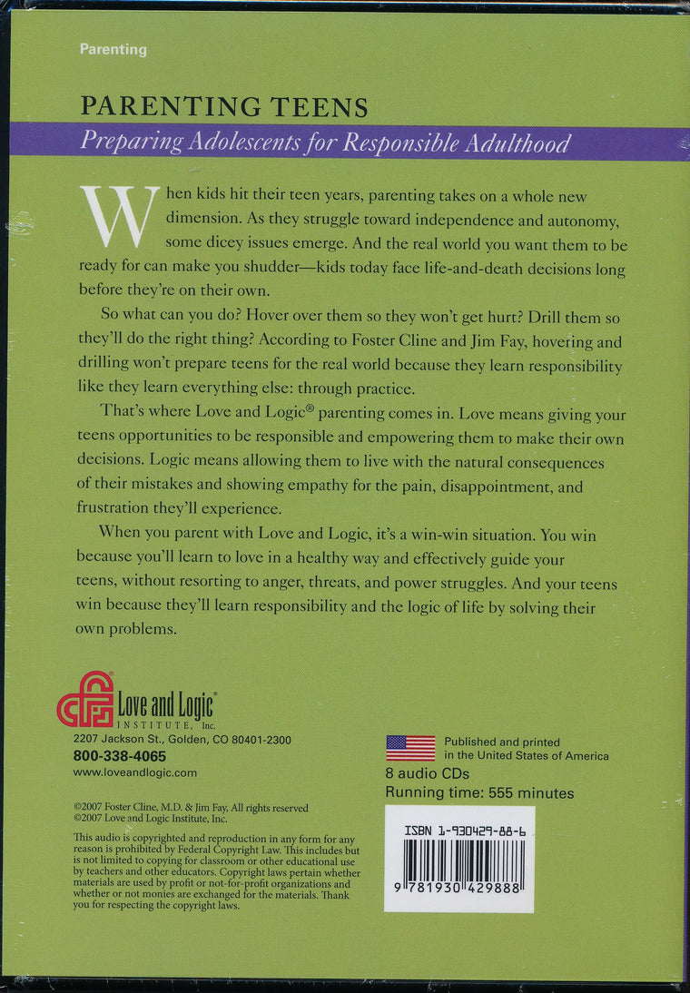 Parenting Teens with Love & Logic — back cover