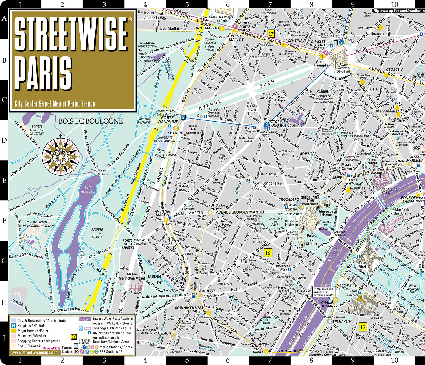 Streetwise Paris Map - Laminated City Center Street Map of P