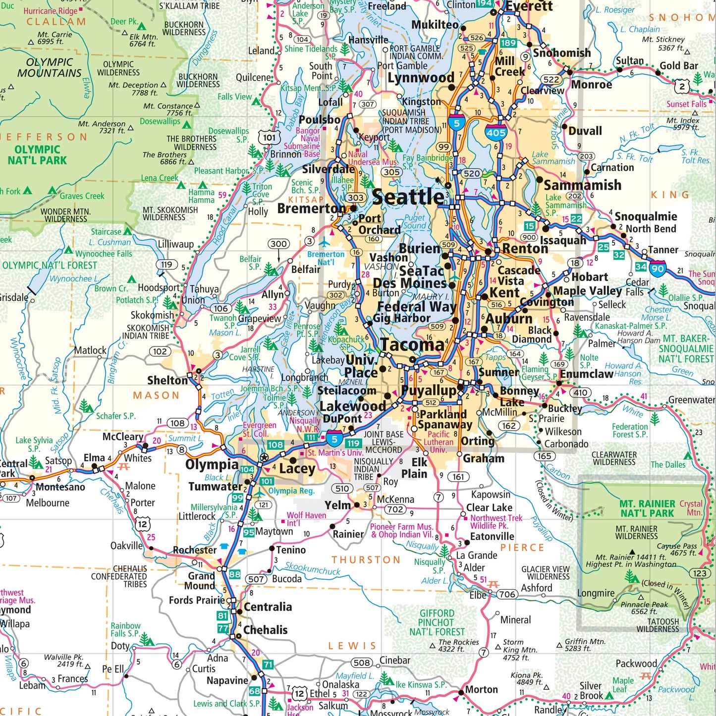 Rand McNally Easy to Read: Washington State Map