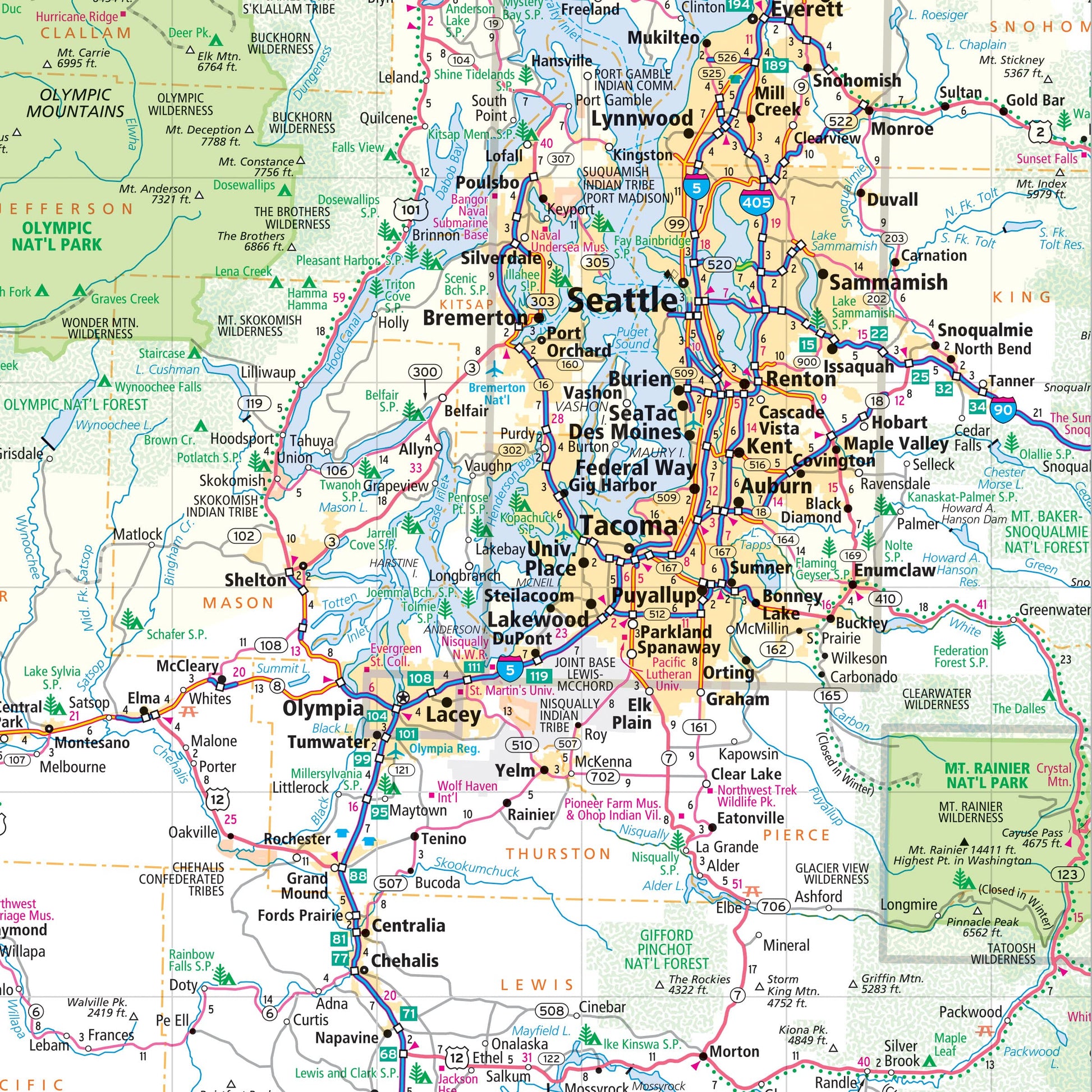 Rand McNally Easy to Read: Washington State Map