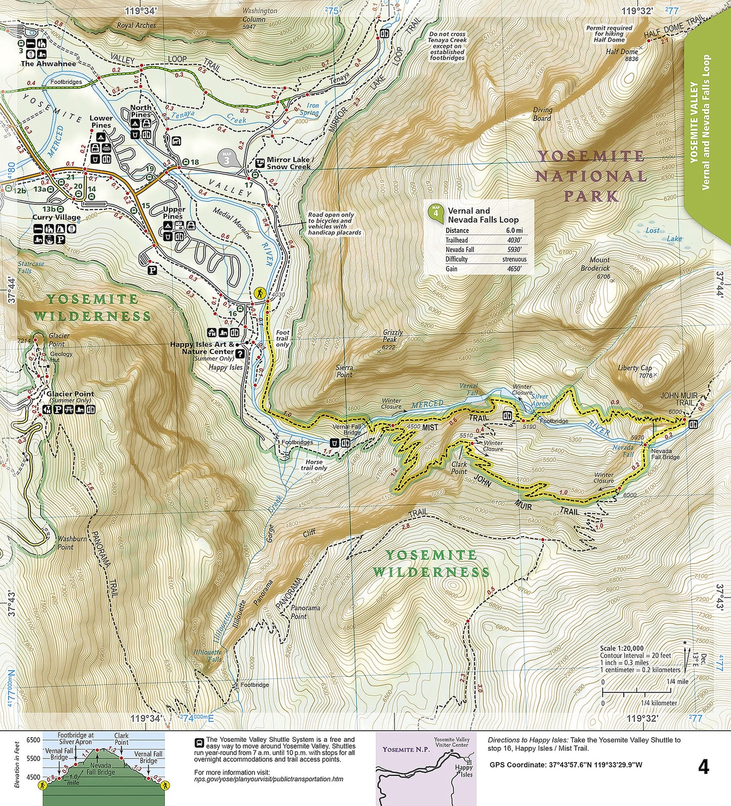 Yosemite National Park Day Hikes Map (National Geographic Topographic Map Guide, 1704)