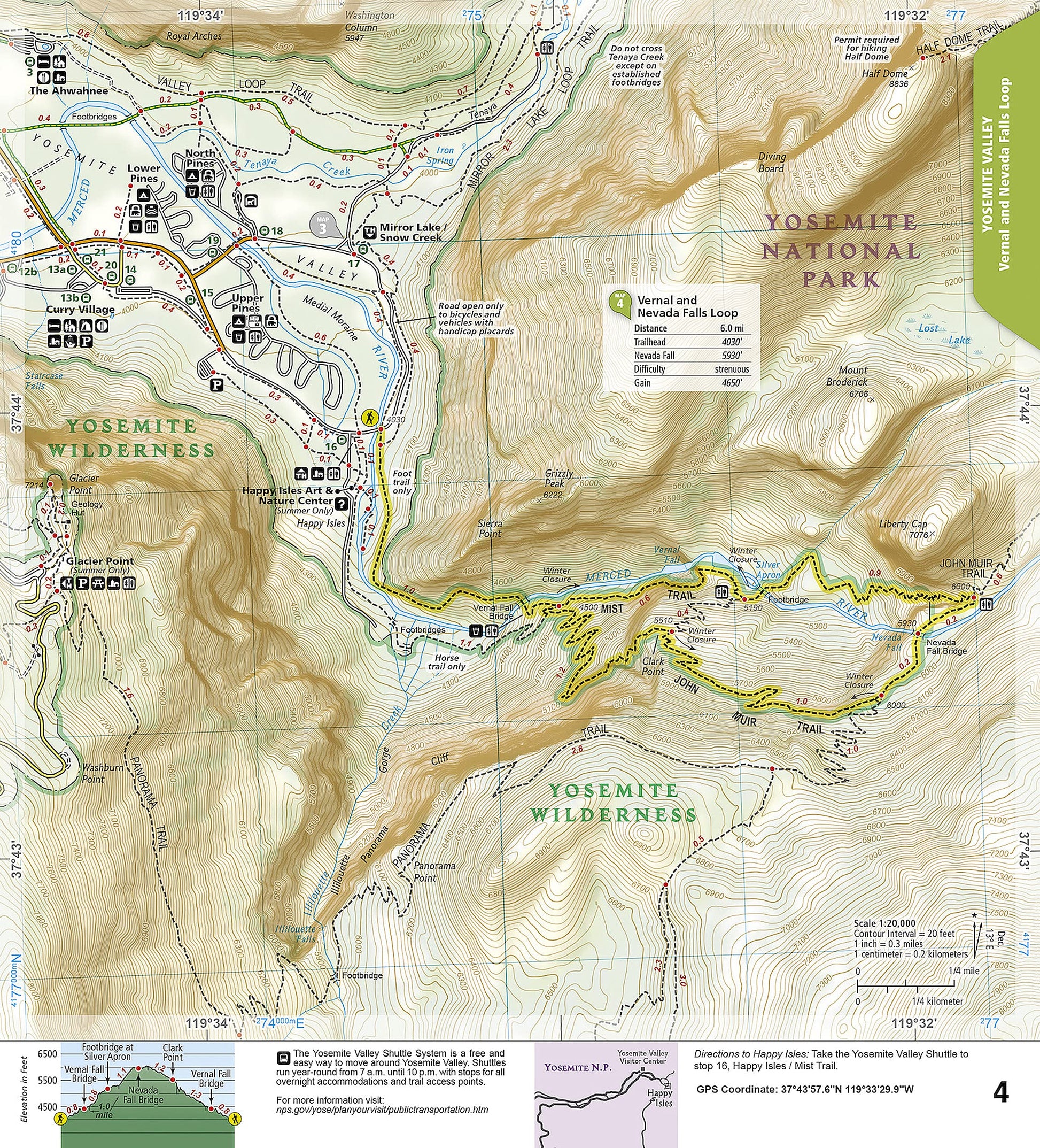 Yosemite National Park Day Hikes Map (National Geographic Topographic Map Guide, 1704)