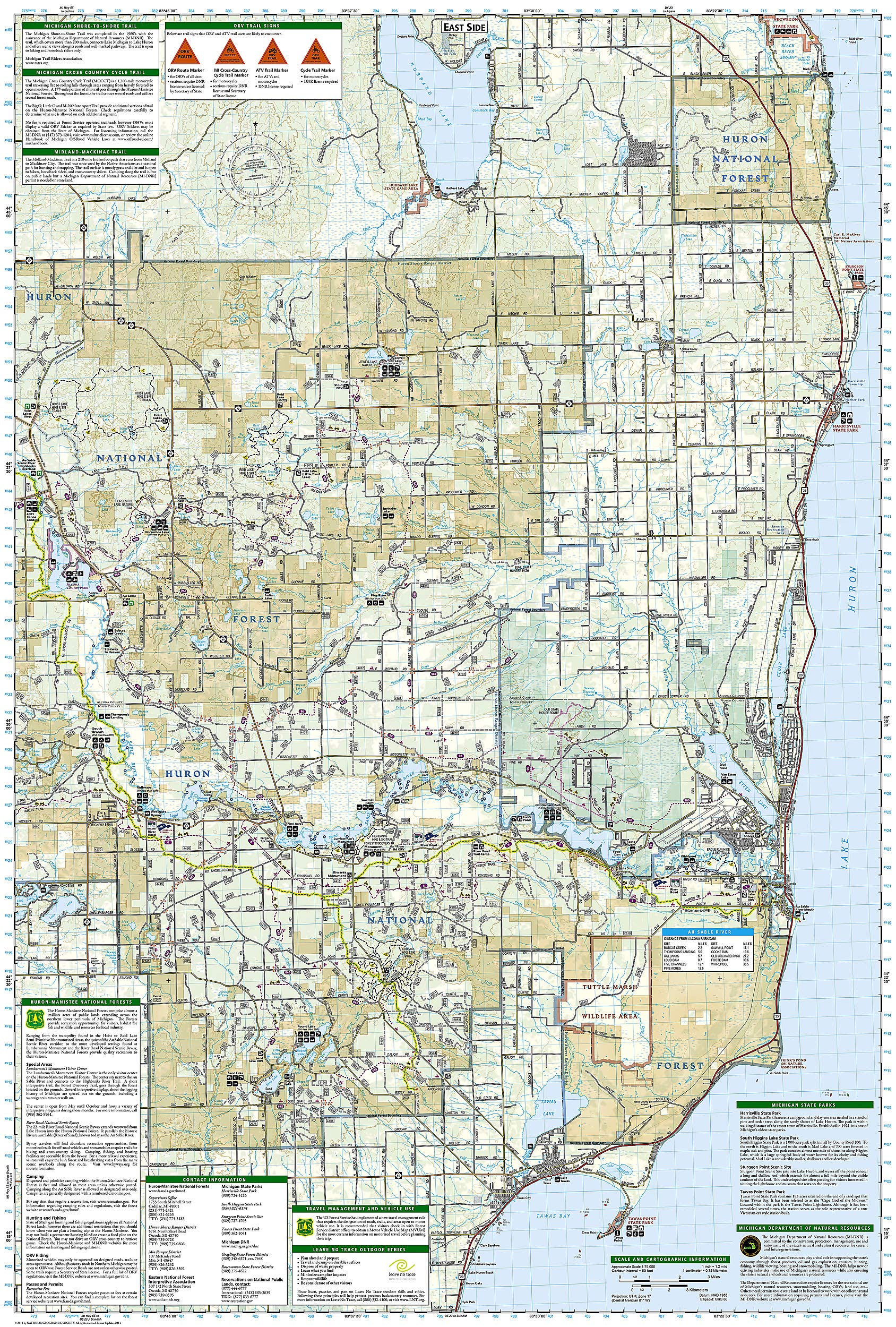 Huron National Forest Map (National Geographic Trails Illustrated Map, 757)