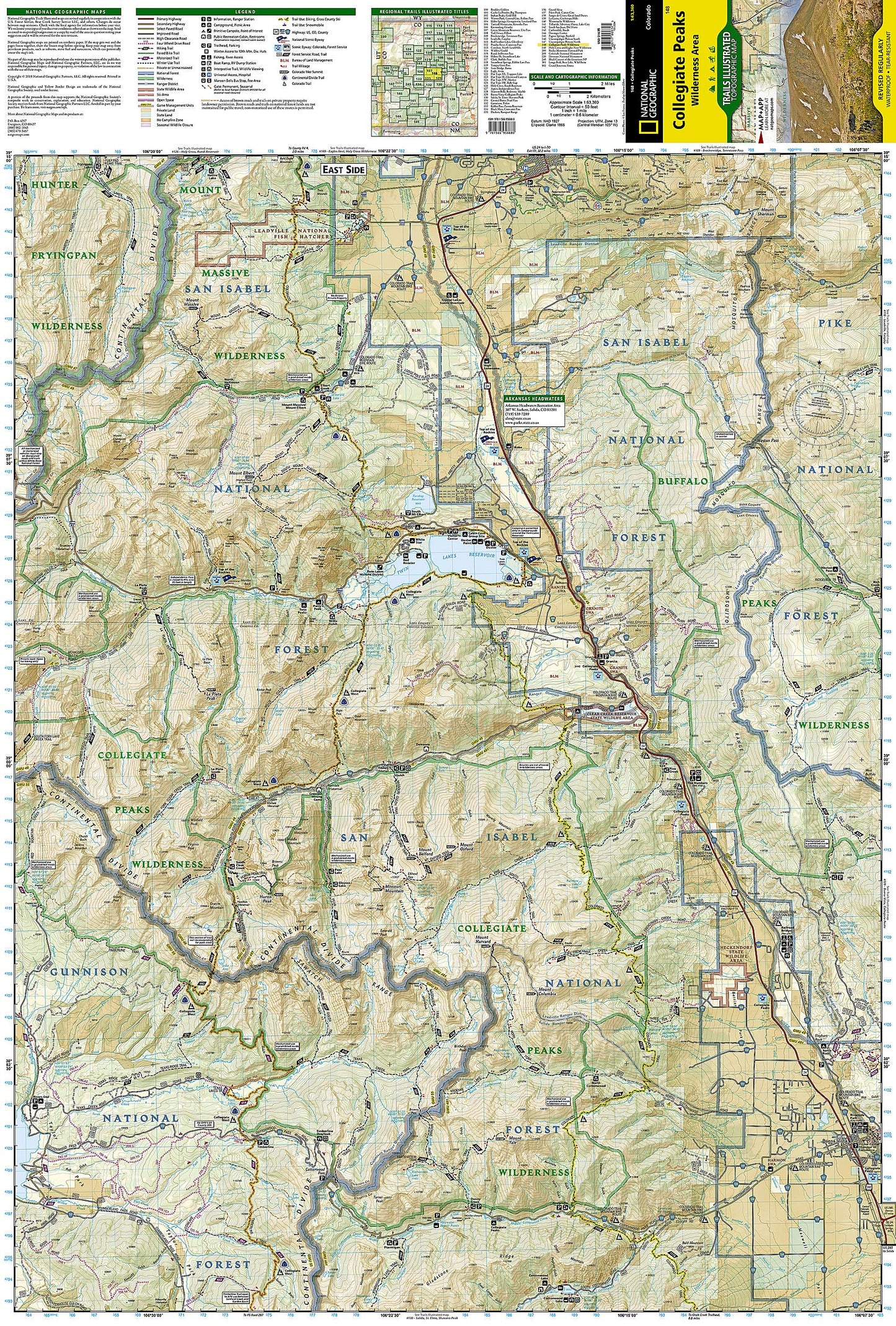 Collegiate Peaks Wilderness Area Map (National Geographic Trails Illustrated Map, 148)